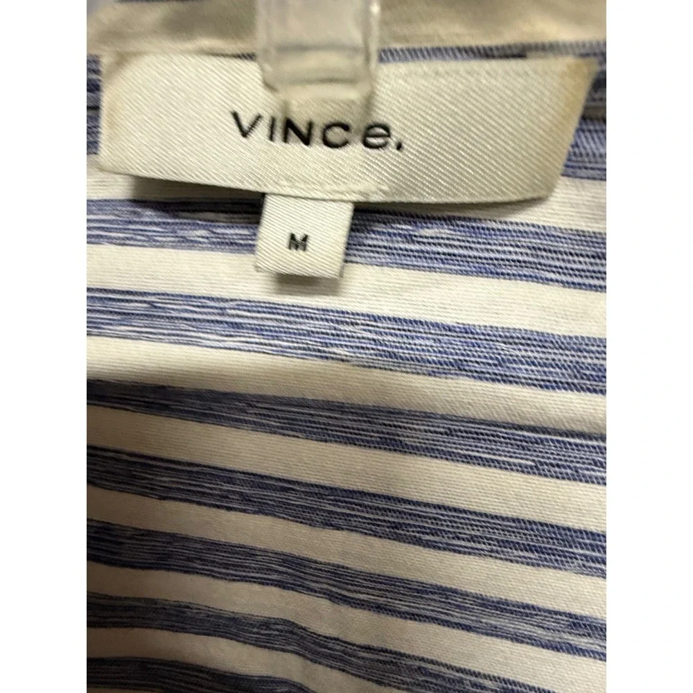 VINCE Coastal Stripe Shirt Dress in Coastal Blue / Optic White Size Medium M - Picture 6 of 7
